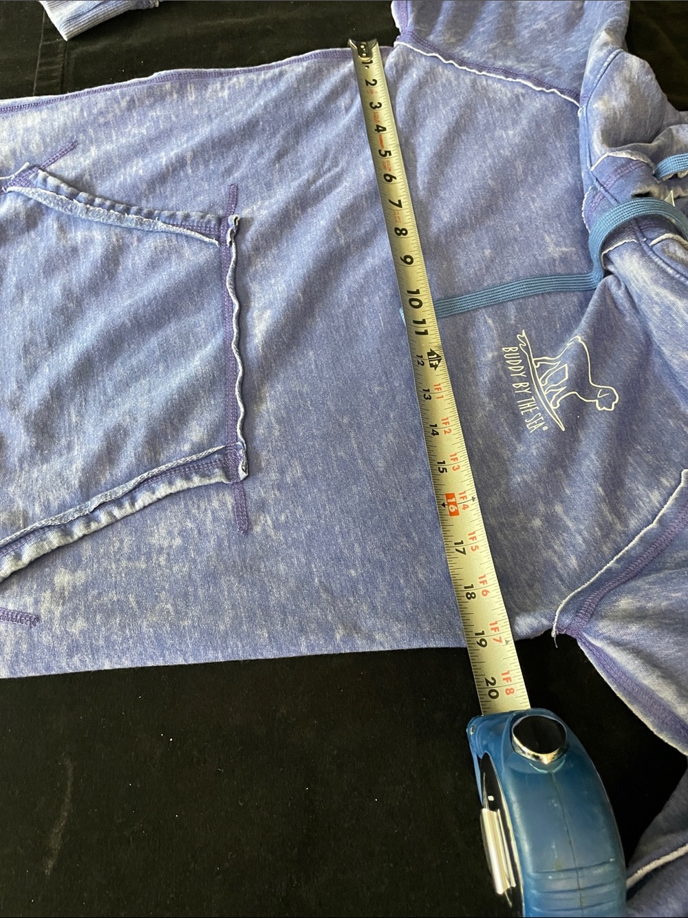 Women’s Sz S NWT BUDDY BY THE SEA Comfort Hoodie in a washed blue iris color - Picture 5 of 9